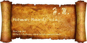 Hohman Maurícia névjegykártya